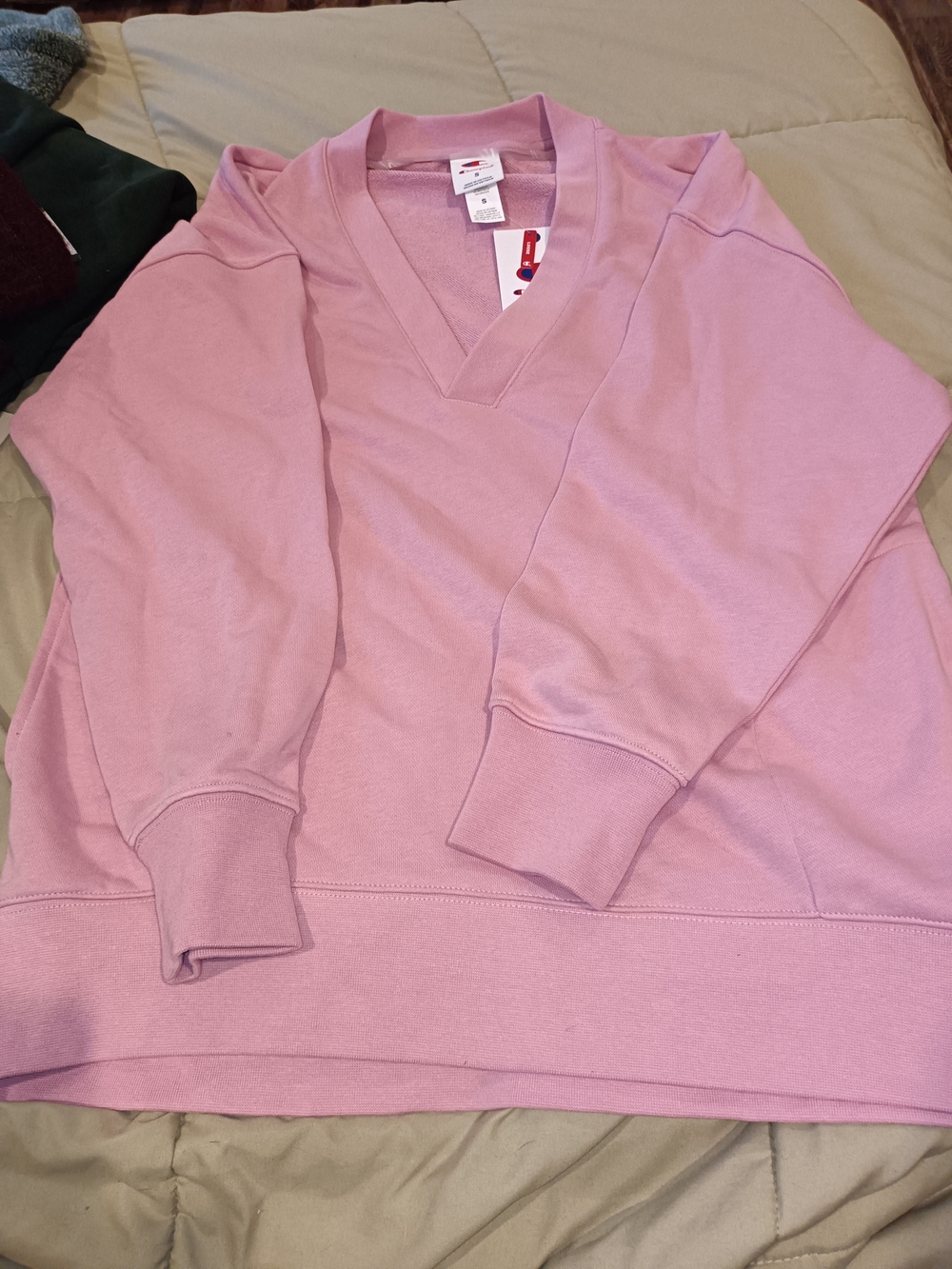 Women's Pink V-Neck Pullover Sweater Champion